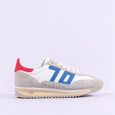 Back 70 Jogger T Toe Laced Retro Trainer - White Red Navy